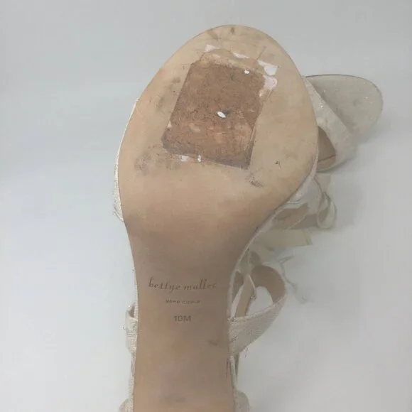 Bettye Muller Heels Open Toe Floral Cream Shoes 10